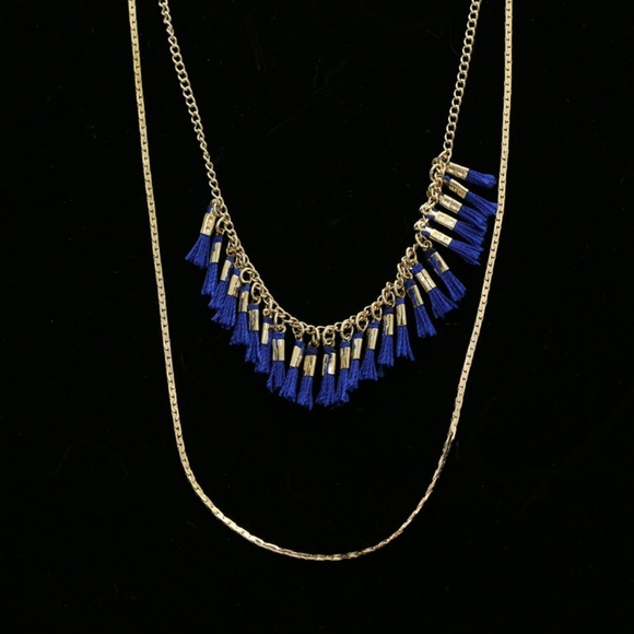 Luxury Necklace Gold/Blue NWOT - Picture 2 of 3